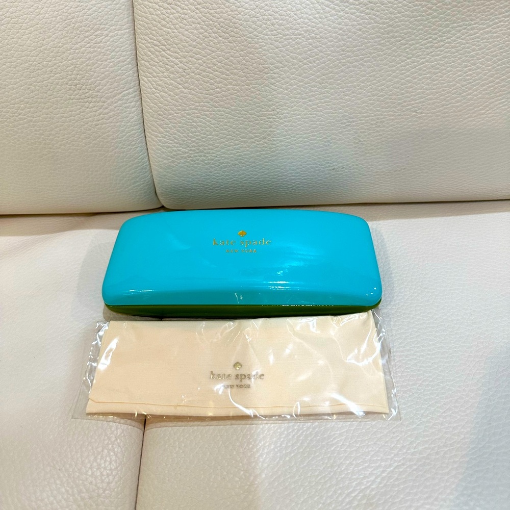 Kate Spade Glasses Case and Cloth- Two Toned Blue and Green